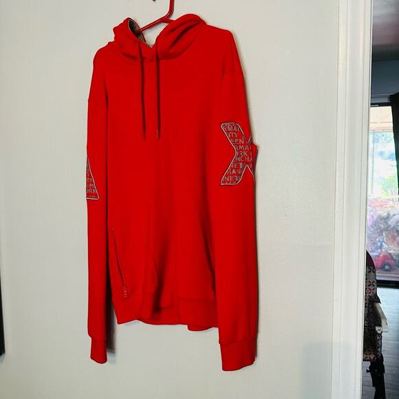 Armani Exchange Red A x E Patches Elbow Hooded Sweatshirt Size Small - Picture 3 of 9